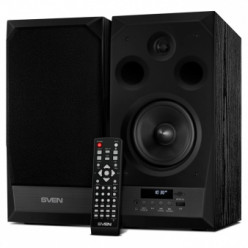 SVEN MC-20 Black,  2.0 / 2x45W RMS, Bluetooth v. 2.1 +EDR, Digital LED display, FM-tuner, USB flash, SD card, remote control, Headphone input, glossy black front panels, wooden.